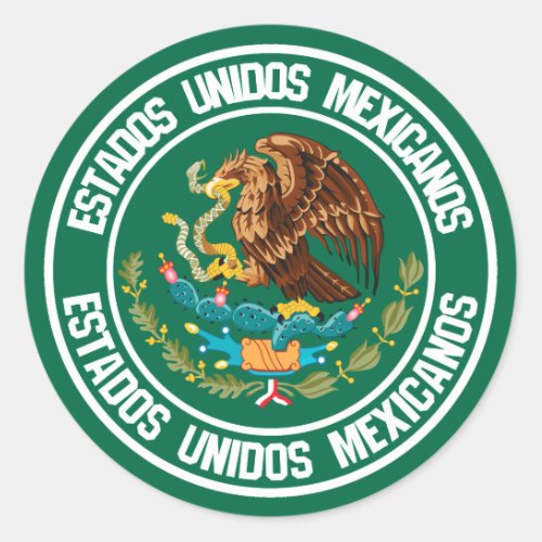 Mexico Round Emblem Classic Round Sticker