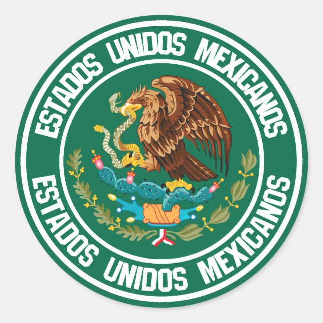 Mexico Round Emblem Classic Round Sticker (Front)