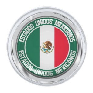 Mexico Round Emblem Silver Finish Lapel Pin