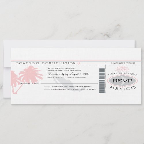 Mexico RSVP Boarding Pass Destination Wedding