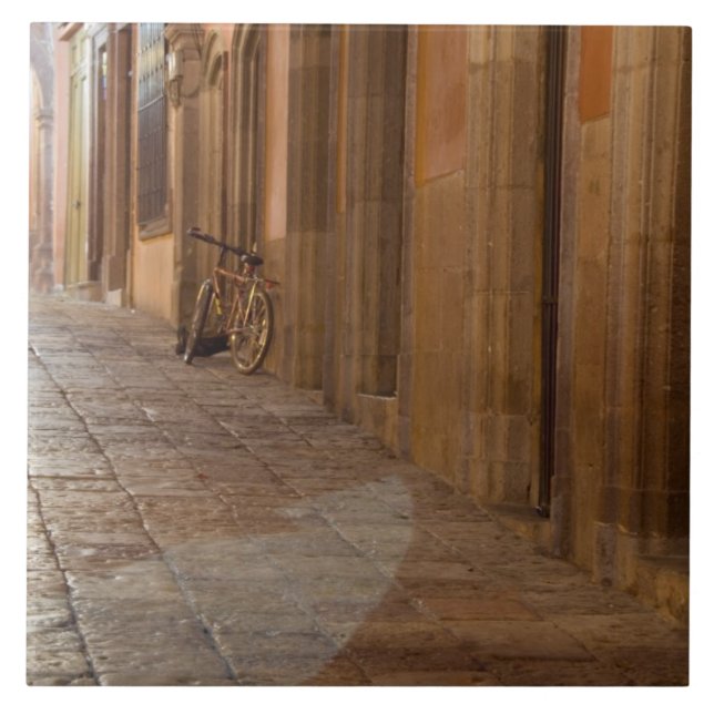 Mexico, San Miguel de Allende, Sidewalk with Ceramic Tile (Front)