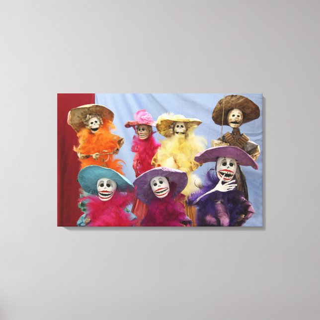 Mexico. Skeletal Catrinas, figures celebrating Canvas Print (Front)