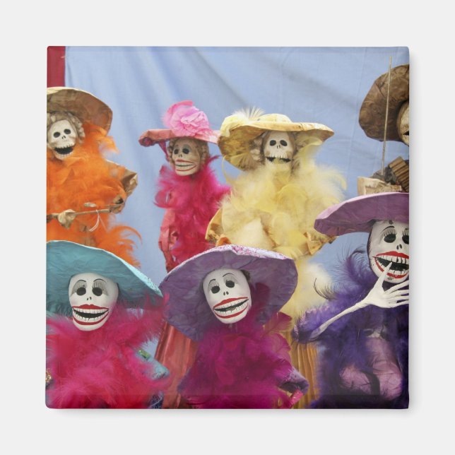 Mexico. Skeletal Catrinas, figures celebrating Magnet (Front)