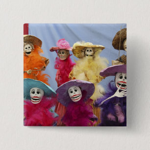 Mexico. Skeletal Catrinas, figures celebrating Pinback Button