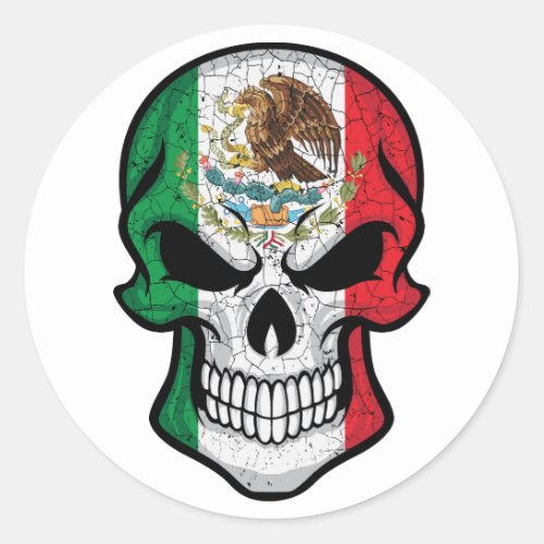 Mexico Smiling Skull Flag Classic Round Sticker