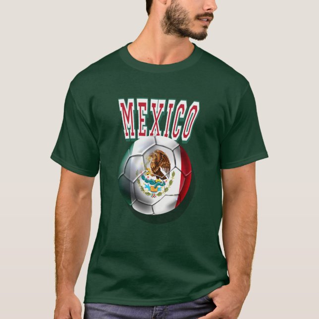 Mexico soccer ball flag of mexico futbol shirt (Front)