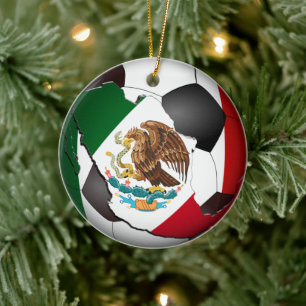 Mexico Soccer Ball Sports Ceramic Ornament