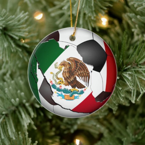 Mexico Soccer Ball Sports Ceramic Ornament