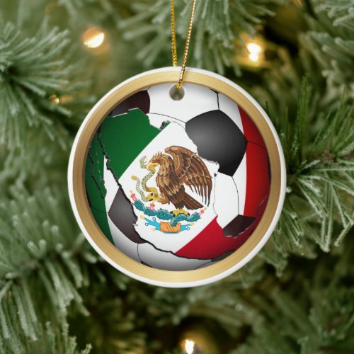 Mexico Soccer Ball Sports Ceramic Ornament