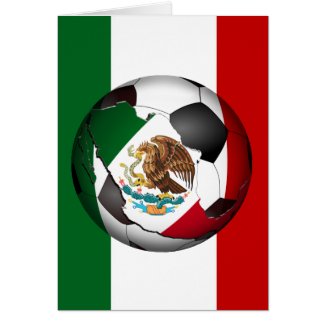 Mexico Soccer Ball w/Flag Colors Background Card
