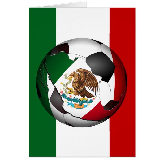 Mexico Soccer Ball w/Flag Colors Background Cards (Front)