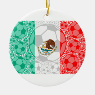 Mexico soccer balls ceramic ornament