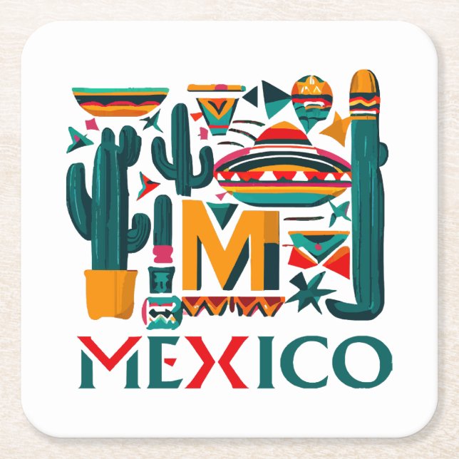 MEXICO SQUARE PAPER COASTER (Front)