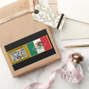 Mexico Stickers, Modern QR Code, Mexican Flag Rectangular Sticker