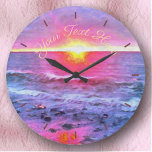 Mexico Sunset 0909 Large Clock<br><div class="desc">Painting "Mexico Sunset 0909" Collection

Personalize on the product page or click the "Customize" button for more design options.  Design created from my painting "Mexico Sunset 0909" capturing one of many beautiful sunsets on Banderas Bay in Puerto Vallarta,  Mexico.   Matching products available in this collection.</div>