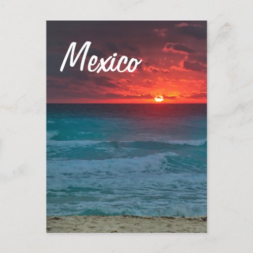 Mexico Sunset Beach Oceanfront Waves Postcard