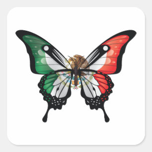 Mexico Swallowtail Butterfly Flag Square Sticker