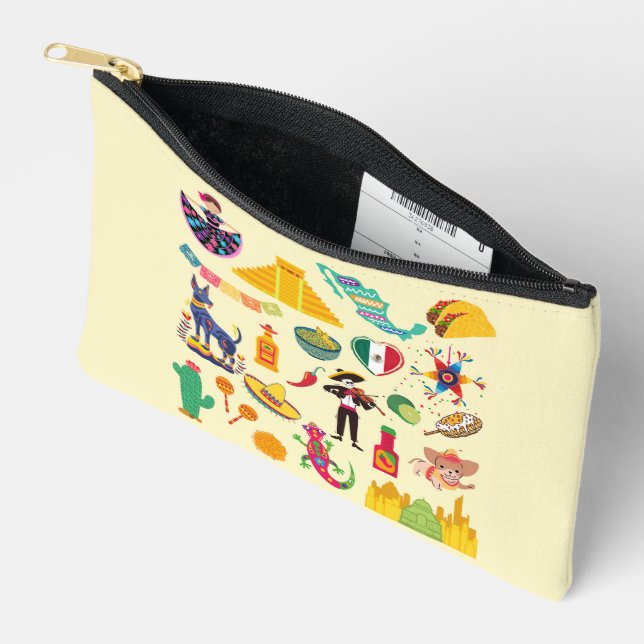 Mexico Symbols Accessory Pouch (Open)