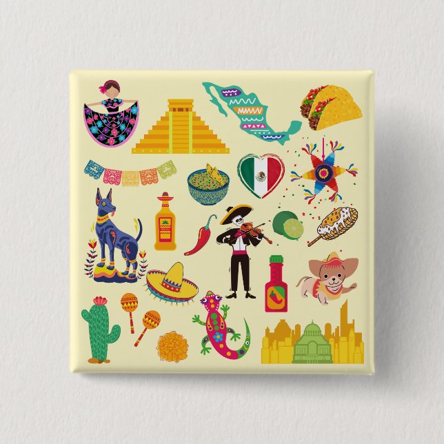 Mexico Symbols Button (Front)