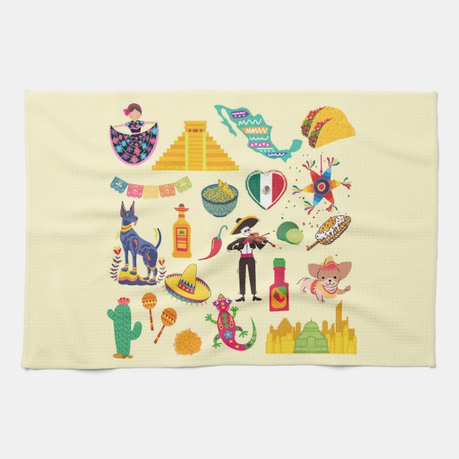 Mexico Symbols Kitchen Towel (Horizontal)