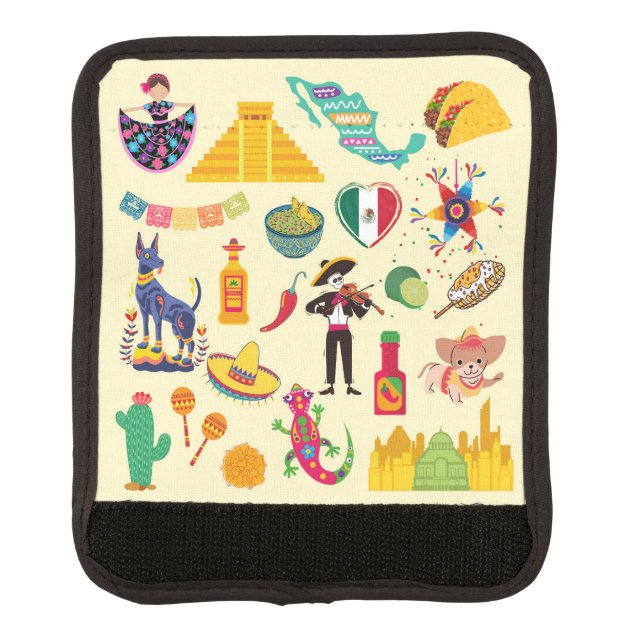 Mexico Symbols Luggage Handle Wrap (Front)