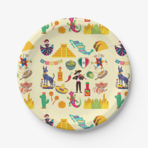 Mexico Symbols Paper Plates
