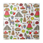 Mexico | Symbols Pattern Ceramic Tile