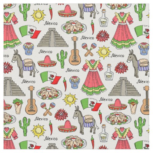 Mexico | Symbols Pattern Fabric