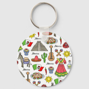 Mexico   Symbols Pattern Keychain