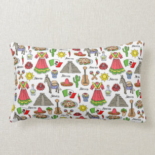 Mexico   Symbols Pattern Lumbar Pillow