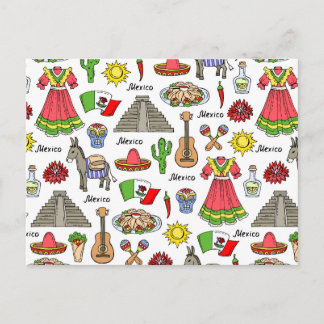 Mexico | Symbols Pattern Postcard