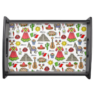 Mexico Symbols Pattern Serving Tray