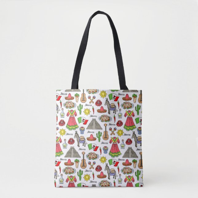 Mexico | Symbols Pattern Tote Bag (Front)