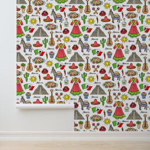 Mexico   Symbols Pattern Wallpaper