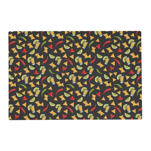 Mexico Tequila Lime Peppers Nachos Restaurant Bar Placemat (Front)