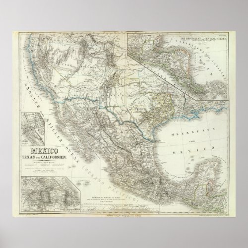 Mexico Texas Californien C America Poster