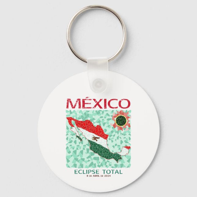 Mexico Total Eclipse Round Keychain (Front)