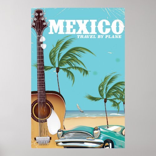 Mexico _ travel By Plane travel poster