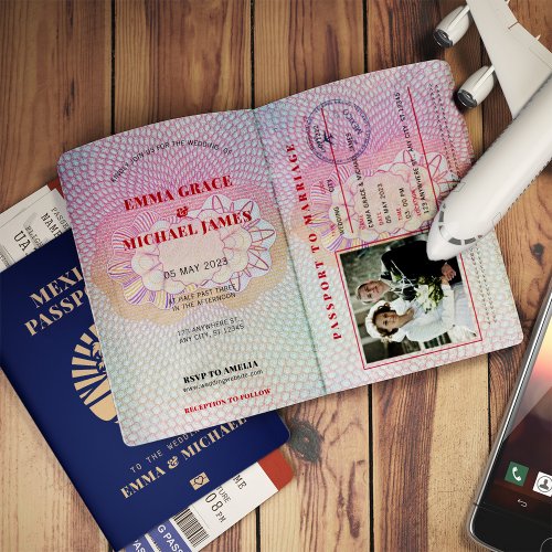 Mexico Travel Destination Passport Wedding Invitation