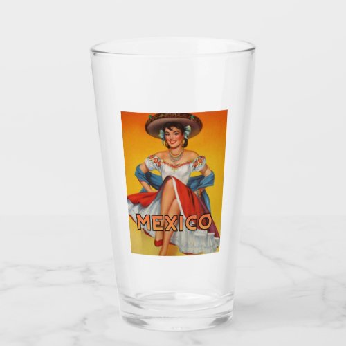 Mexico Travel Pint Drinking Glass