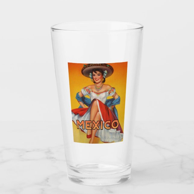 Mexico Travel Pint Drinking Glass (Front)