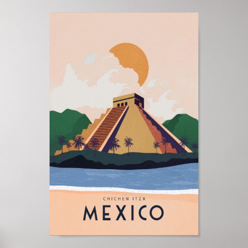 Mexico Travel poster Chichen itza