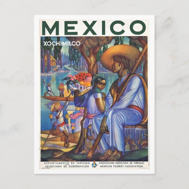 Mexico Travel Poster Style Retro Inspired Postcard (Front)