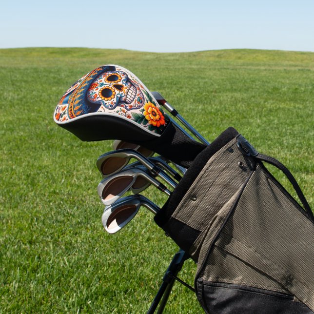 Mexico | Travel Vintage Retro Sugar Skull Golf Head Cover (In Situ)
