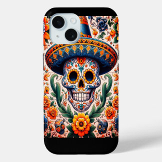 Mexico | Travel Vintage Retro Sugar Skull iPhone 15 Case