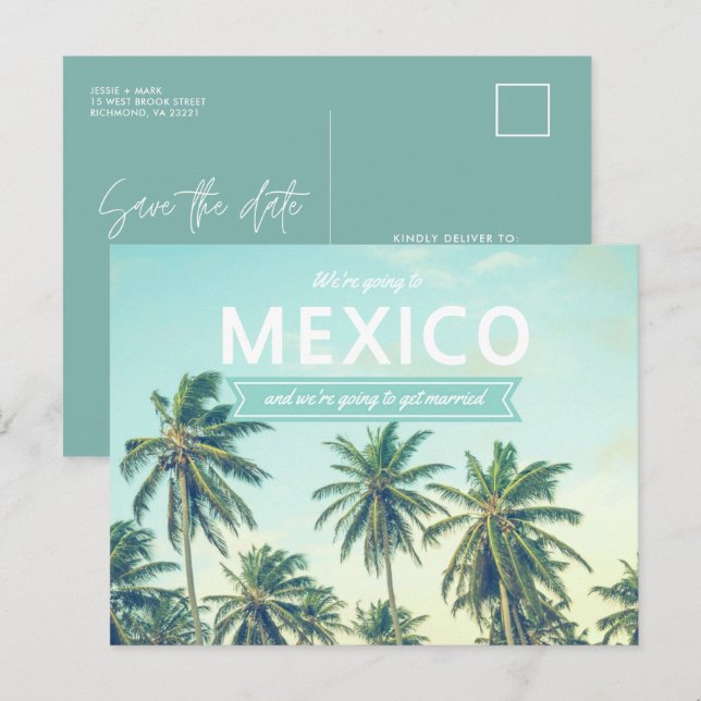 Mexico Tropical Beach Wedding Save the Dates Announcement Postcard (Front/Back)