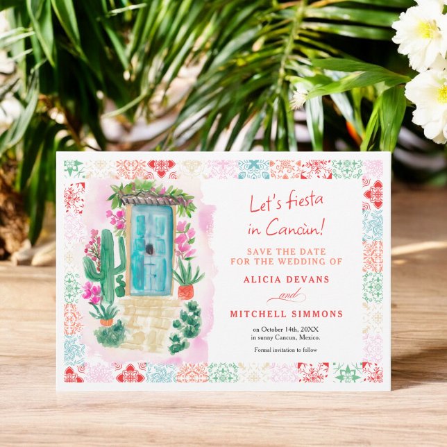 Mexico tropical watercolor destination wedding  save the date (Mexico tropical watercolor destination wedding save the date)