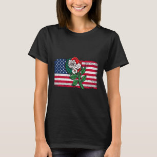 Mexico Us Flag Mexican Flag American Flag Rose 2 T-Shirt