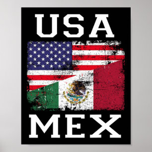Mexico Us Flag Patriot Mexican Flag American Flag Poster