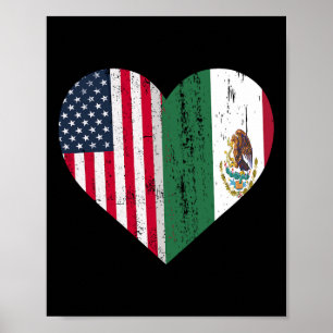 Mexico Us Flag Patriot Mexican Flag American Flag  Poster